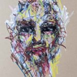 Abstract Face with Red Lips