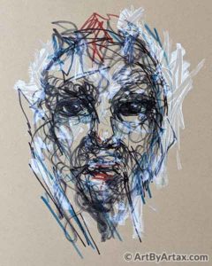 Abstract Face with Red Lips - In Progress 2
