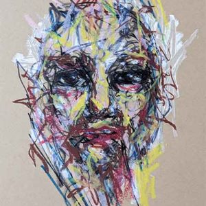 Abstract Face with Red Lips