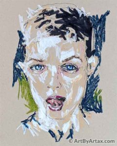 Portrait of a Blue-Eyed Girl Curling Her Tongue
