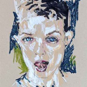 Portrait of a Blue-Eyed Girl Curling Her Tongue