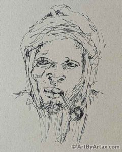 Portrait of a Man with a Pipe - In Progress 1