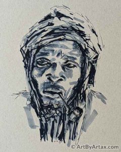 Portrait of a Man with a Pipe - In Progress 2
