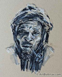 Portrait of a Man with a Pipe - In Progress 3