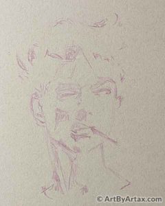 Portrait of a Woman Winking - In Progress 1