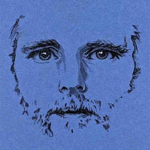 Portrait of a Young Man with a Beard on Blue