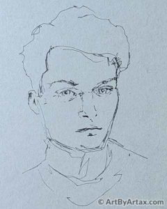 Portrait of a Young Man with Light Blue Eyes - In Progress 1