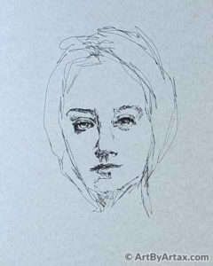 Portrait of a Young Woman with Light Blue Eyes - In Progress 1