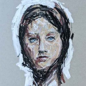 Portrait of a Young Woman with Light Blue Eyes