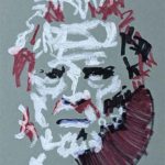 Portrait Sketch of a Man's Face in Black White Red and Blue