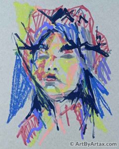 Abstract Portrait of a Woman Cracking - In Progress 2