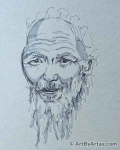 Portrait of an Old Man with Sad Eyes and a Beard - In Progress 2
